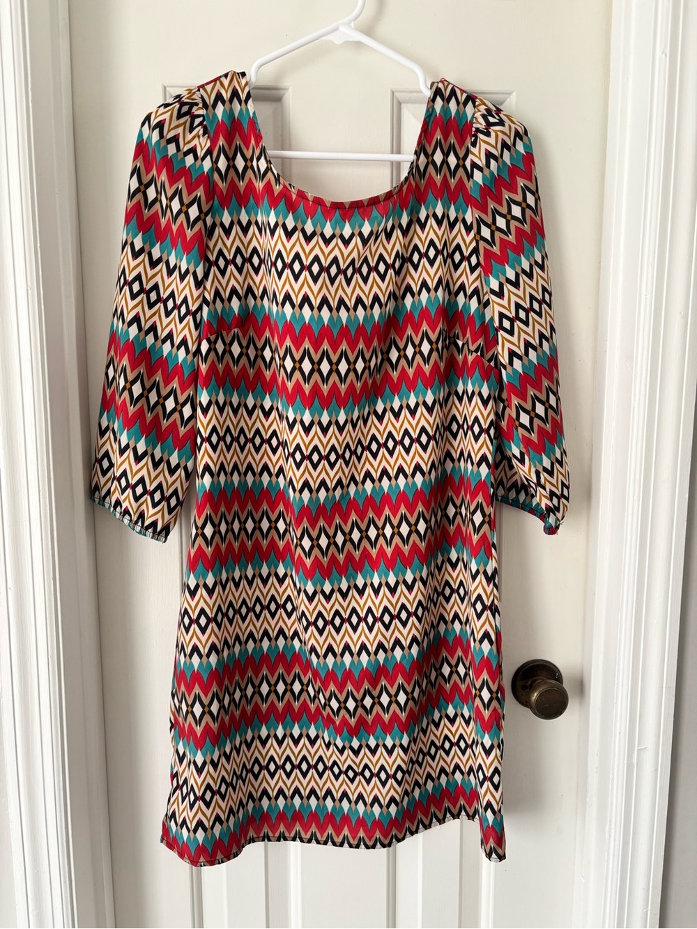 hello miss Chevron Geometric Midi Dress